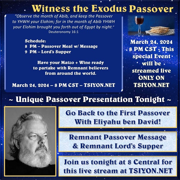 Passover tonight at TSIYON.NET