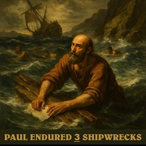 Paul suffered 3 shipwrecks